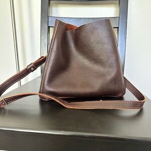 EUC Portland Leather Butterfly Almost Perfect Bucket Bag in Cold Brew